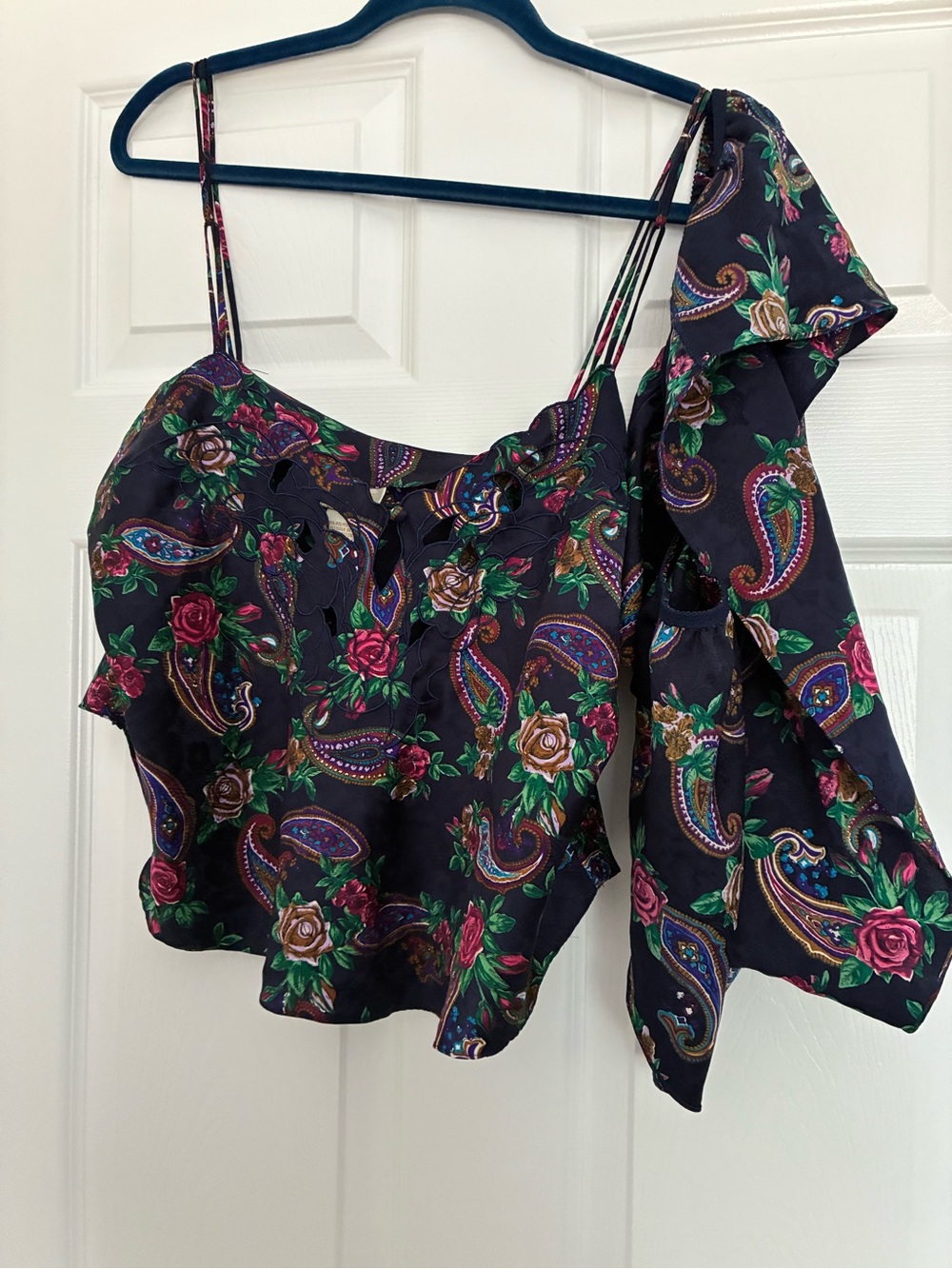 Victoria's Secret Black Paisley & Rose One-Shoulder Cami